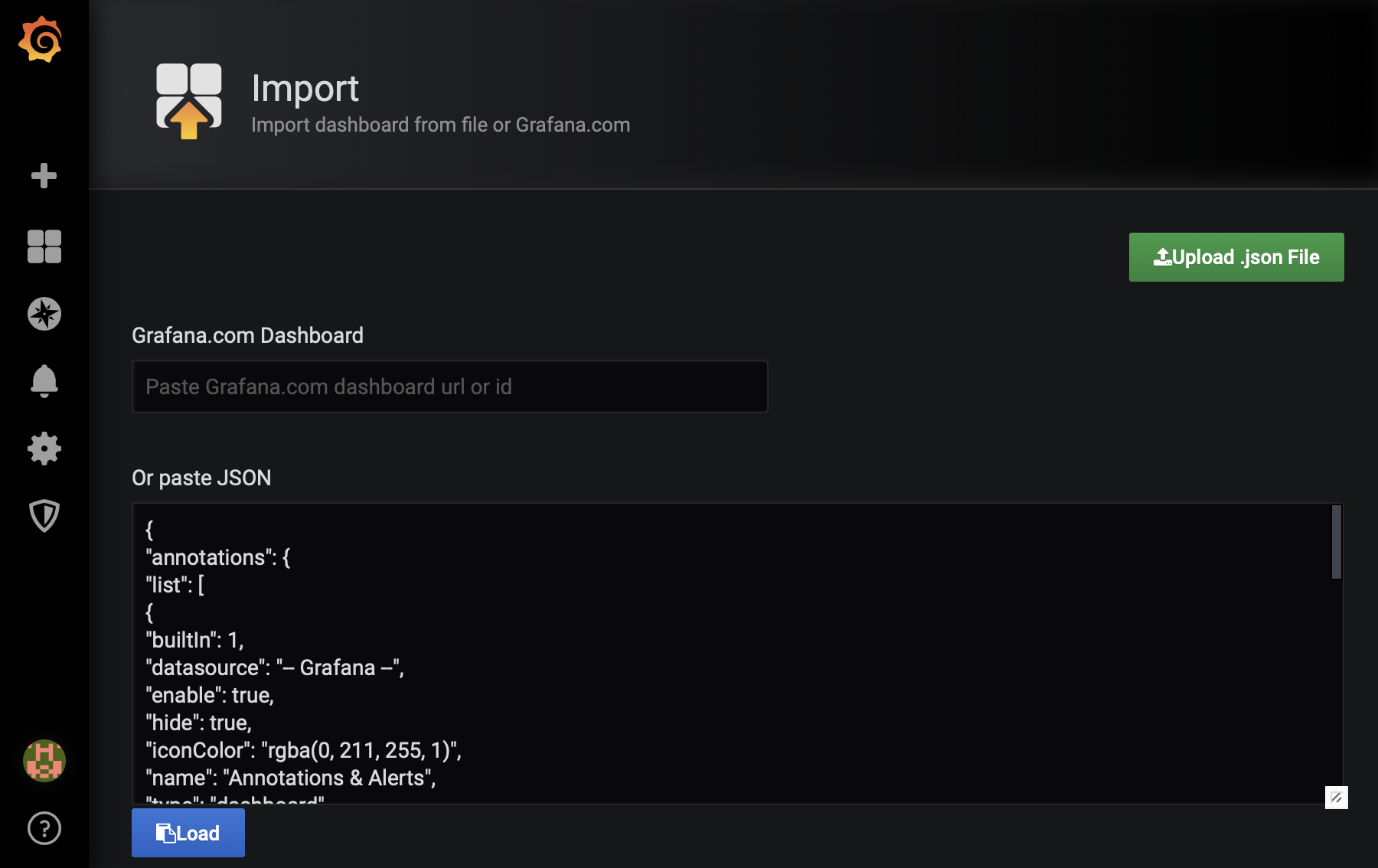 Grafana Import Dashboard